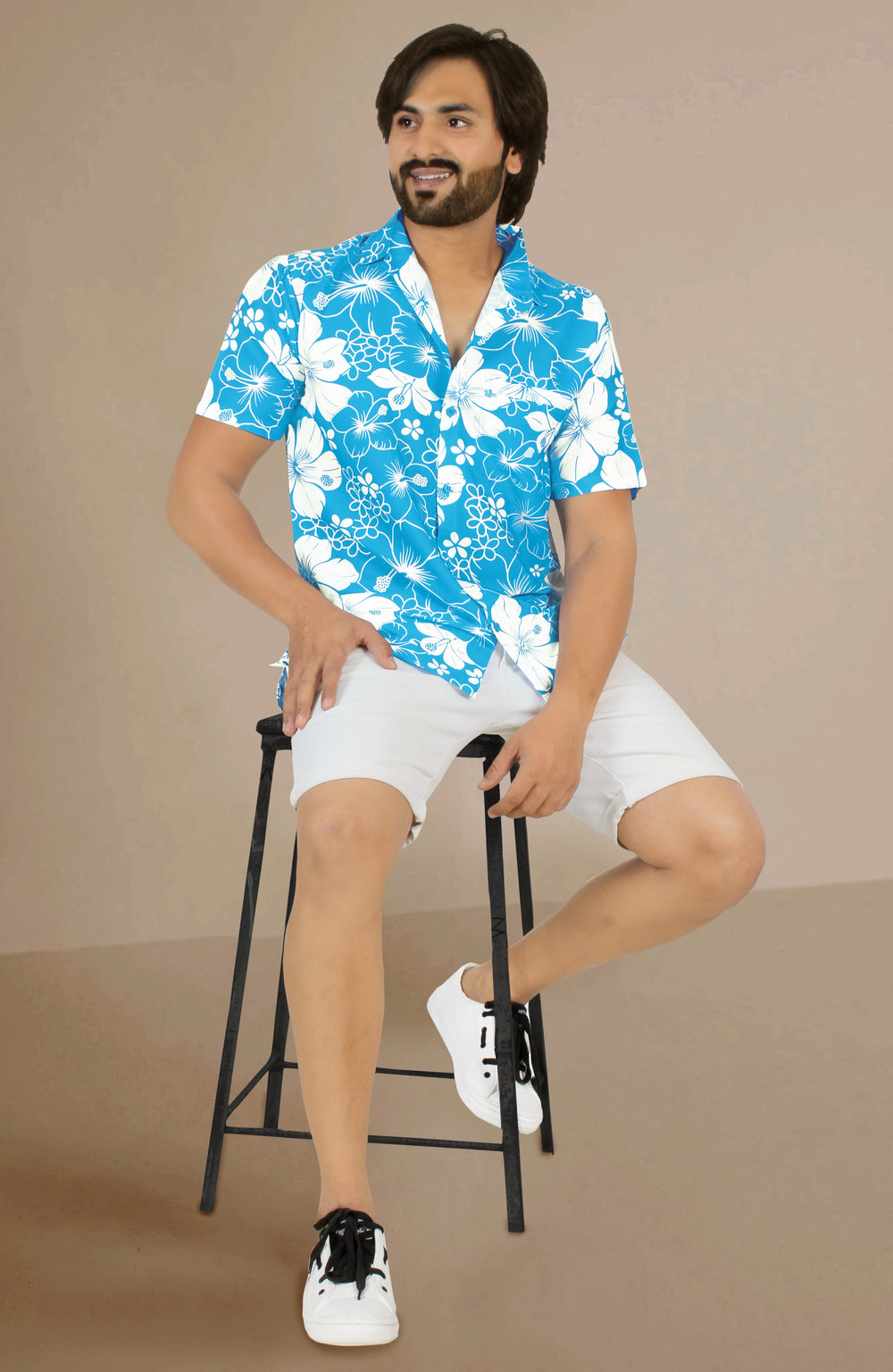 LA LEELA Men's Hawaiian Shirt Short Sleeve - Beach Summer Vacation Button Down Casual Aloha Cruise Shirt S Blue P00021