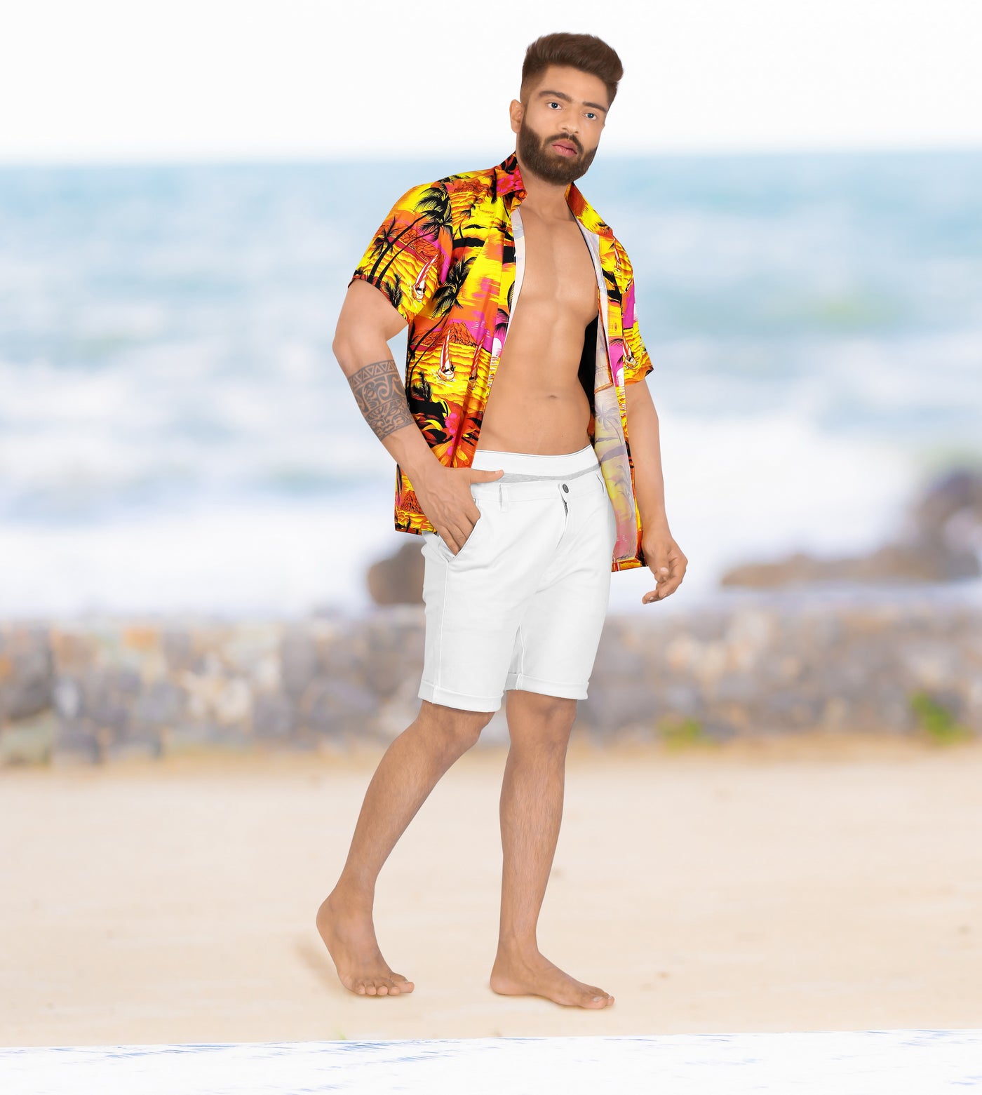 HAPPY BAY Men's Hawaiian Beach Shirt Summer Island,P00023
