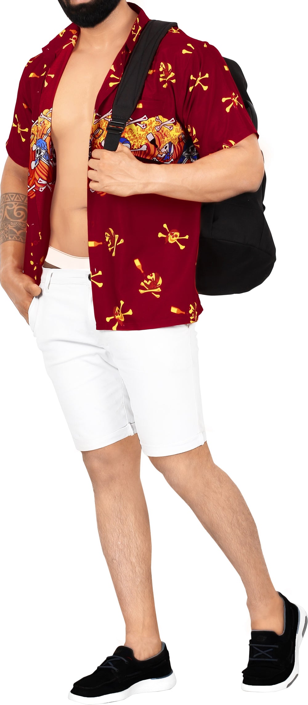 LA LEELA Men's Hawaiian Beach Shirt - Summer Vacation Cruise Casual Button Down Aloha Short Sleeve Shirt S Red P00027
