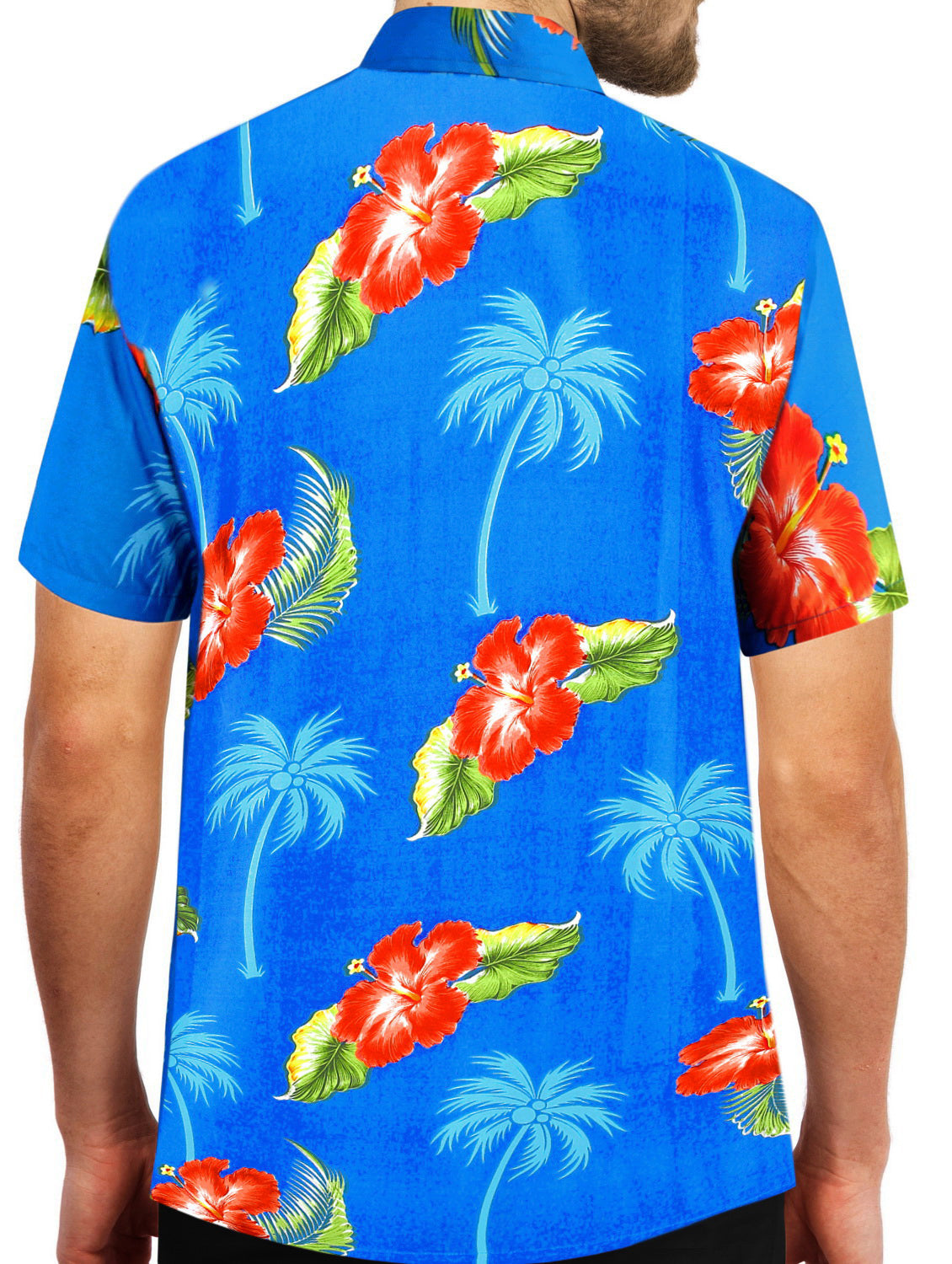 HAPPY BAY Men's Relax Beach Shirt Tiffany,Shoe Flower P00031