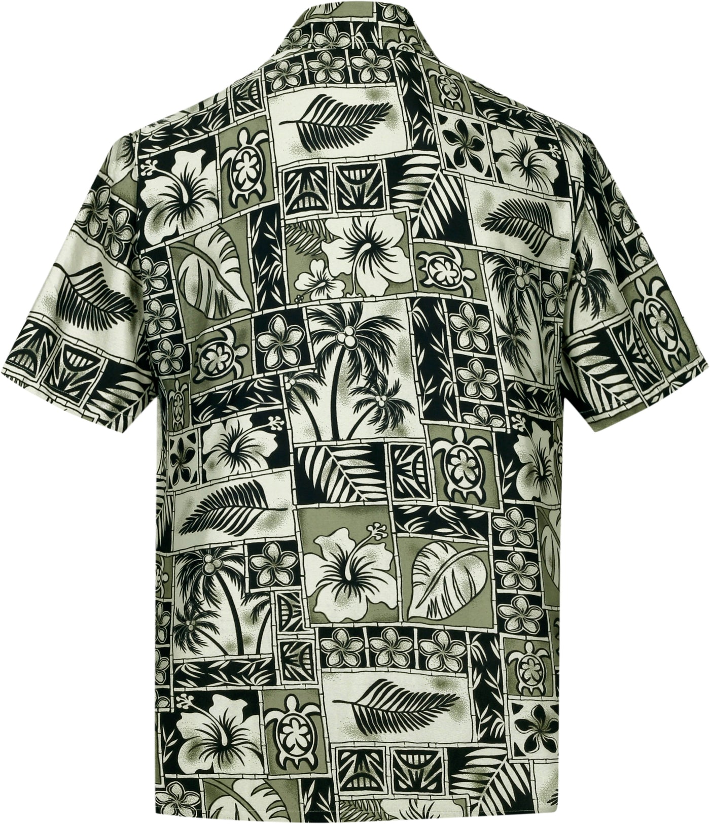 HAPPY BAY Men's Beach Hawaiian Shirts Olive,Aloha P00049