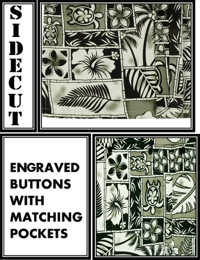 HAPPY BAY Men's Beach Hawaiian Shirts Olive,Aloha P00049