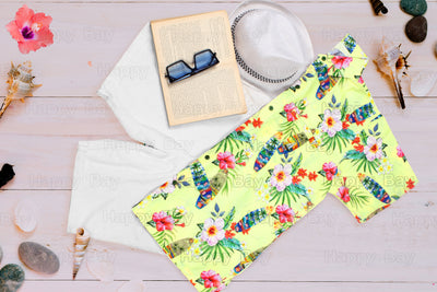 HAPPY BAY Men's Tropical Floral Hawaiian Shirt Cream P00082