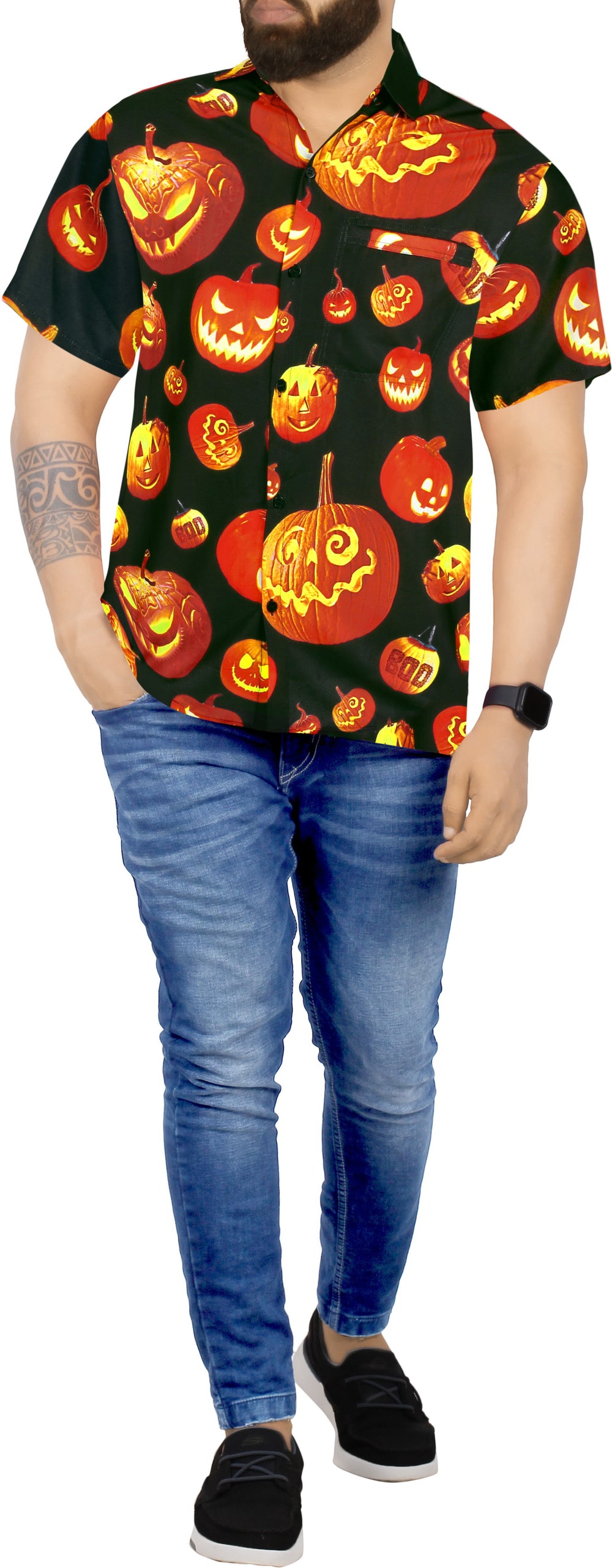 LA LEELA Men's Fun Hawaiian Shirt - Summer Beach Casual Party Button Down Short Sleeve Aloha Shirt M Black P00091