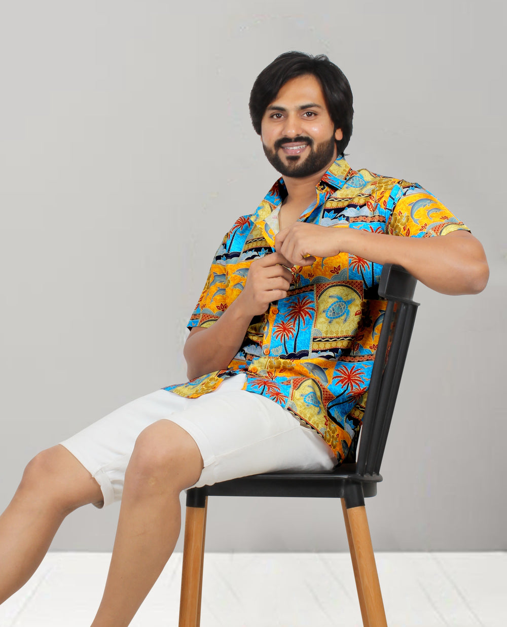 LA LEELA Men's Hawaiian Shirt Short Sleeve - Summer Beach Vacation Casual Button Down Aloha Resort Shirt S Blue P00098