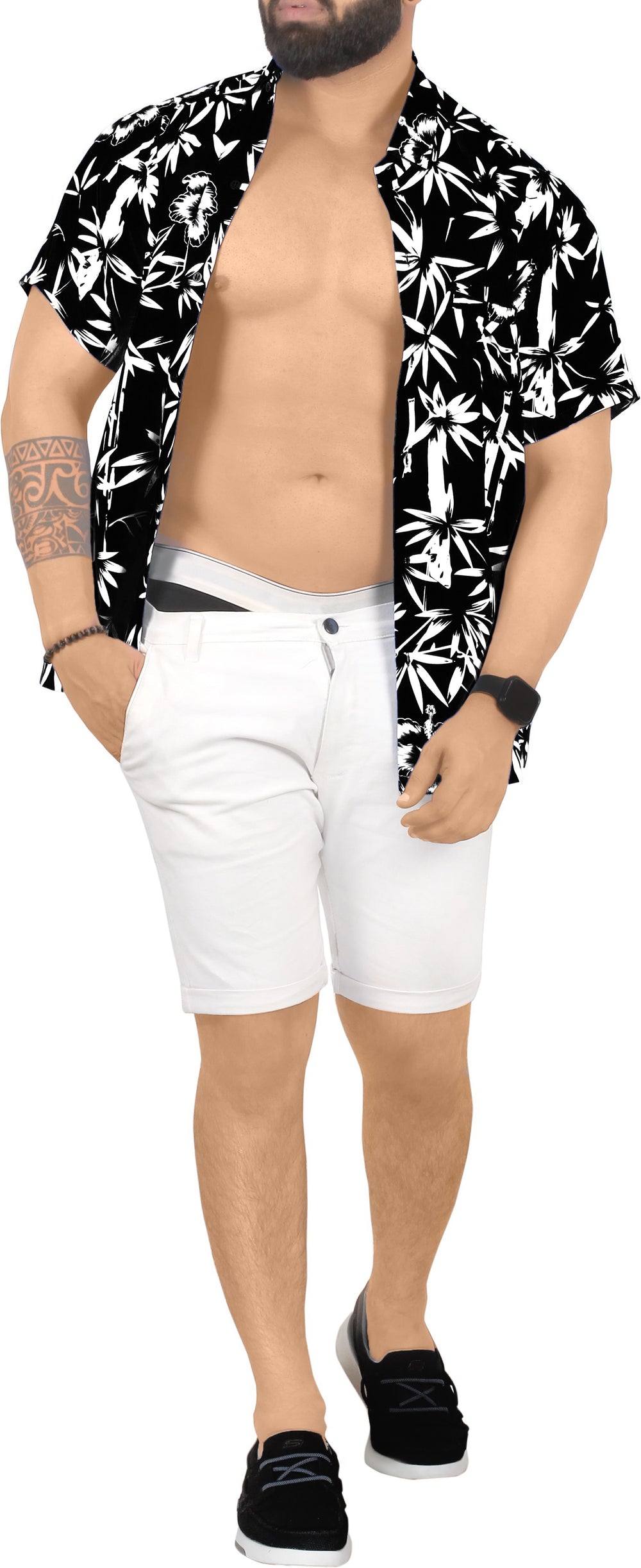 LA LEELA Men's Short Sleeve Hawaiian Button Down - Beach Summer Cruise Vacation Casual Aloha Party Shirt S Black P00102