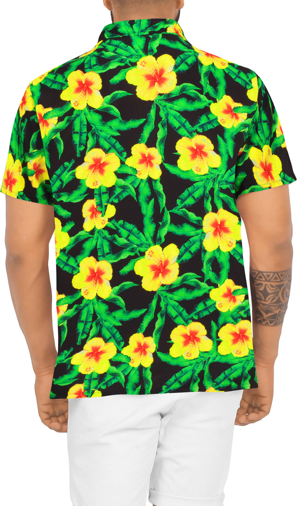 HAPPY BAY Men's Beach Hawaiian Aloha Shirt - Casual Summer Vacation Resort Cruise Button Down Short Sleeve M Green P00117