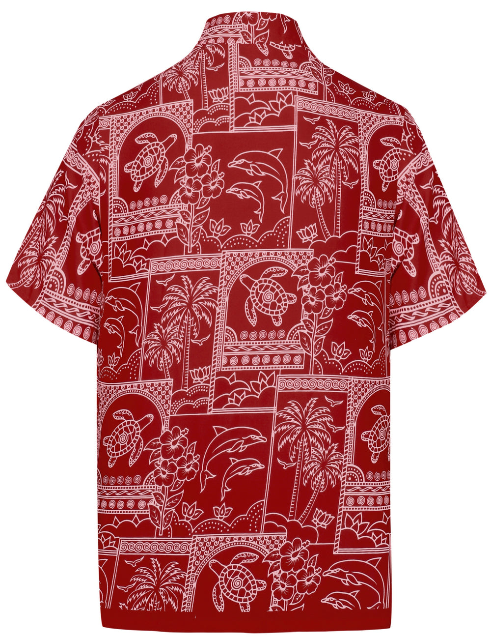 LA LEELA Men's Tropical Hawaiian Shirt Short Sleeve - Casual Beach Cruise Summer Party Button Down Shirt S Red P00150