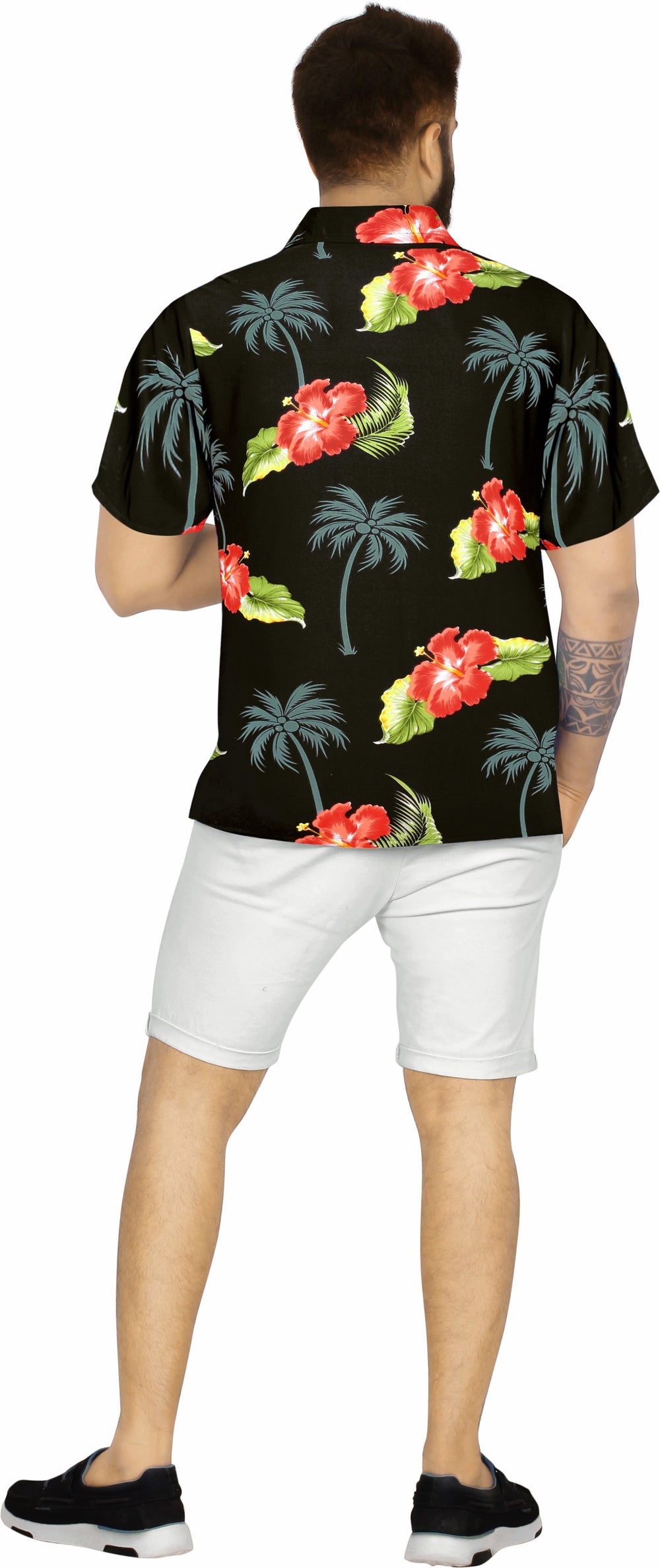 LA LEELA Men's Hawaiian Shirt Relaxed Fit - Summer Beach Vacation Casual Button Down Cruise Aloha Shirt S Black P00164