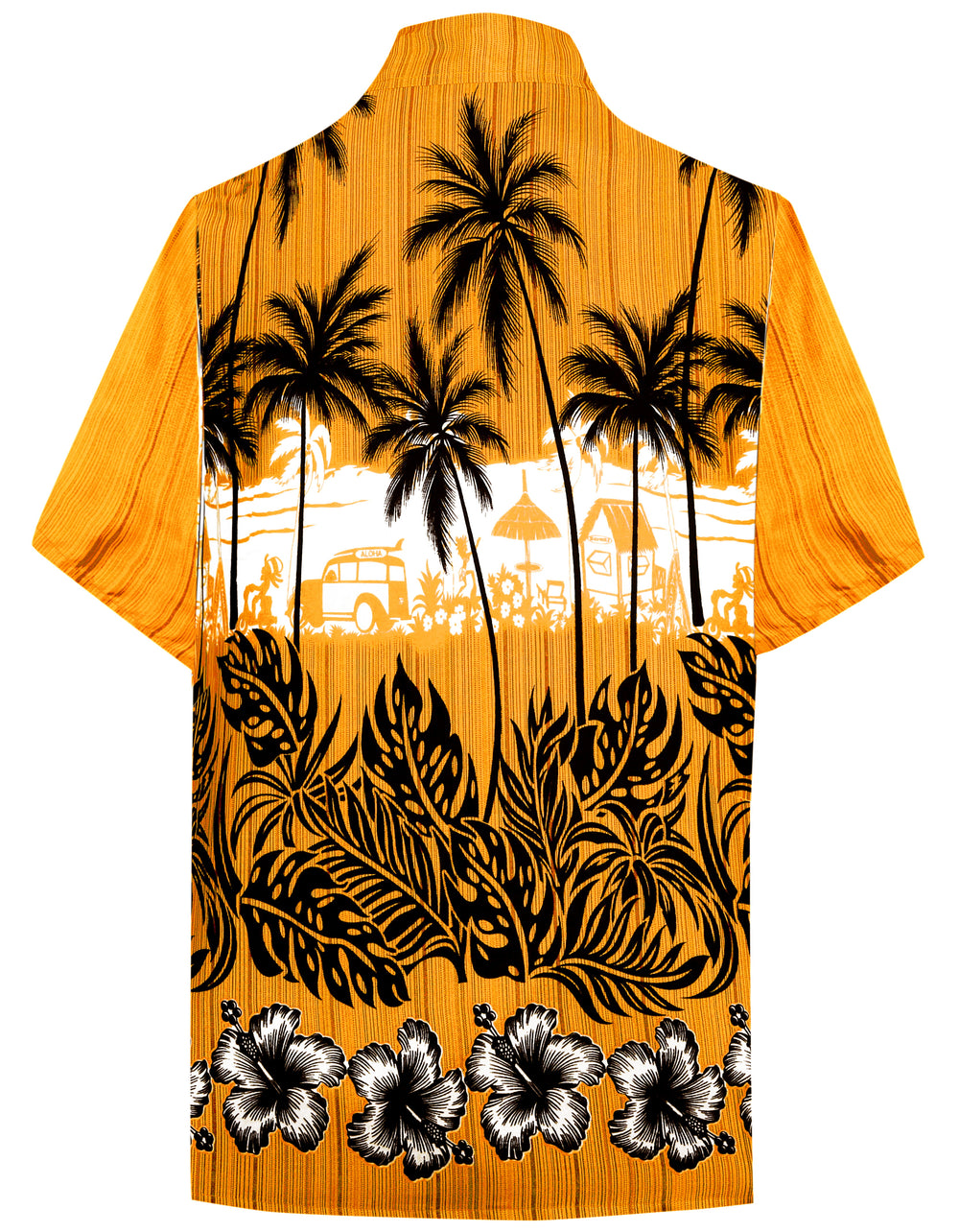 LA LEELA Men's Casual Hawaiian Shirt - Beach Summer Vacation Sunset Cruise Button Down Aloha Short Sleeve S Orange P00187