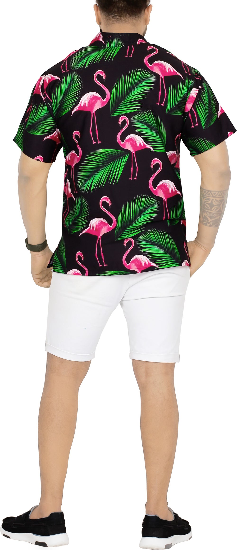 HAPPY BAY Men's Hawaiian Resort Shirt - Casual Summer Beach Vacation Cruise Button Down Aloha Short Sleeve M Black P00192