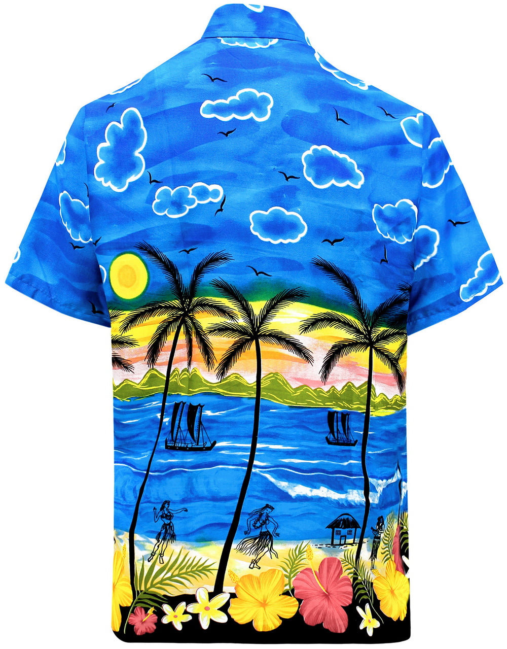 LA LEELA Men's Hawaiian Aloha Shirt - Summer Beach Vacation Cruise Island Button Down Short Sleeve Shirt S Blue P00193