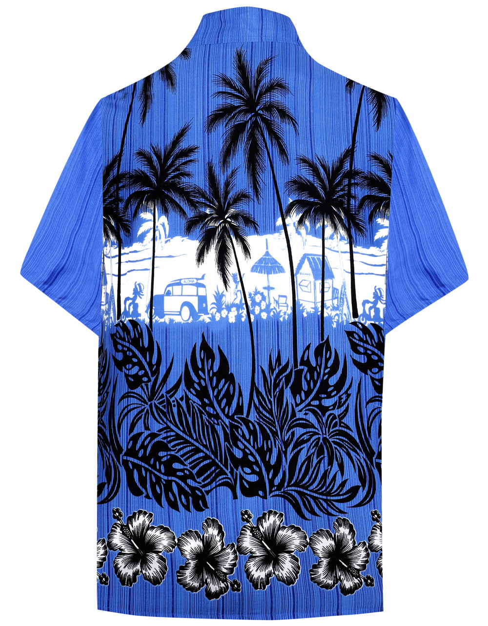 LA LEELA Men's Short Sleeve Hawaiian Button Down - Beach Summer Cruise Vacation Casual Aloha Party Shirt S Blue P00221