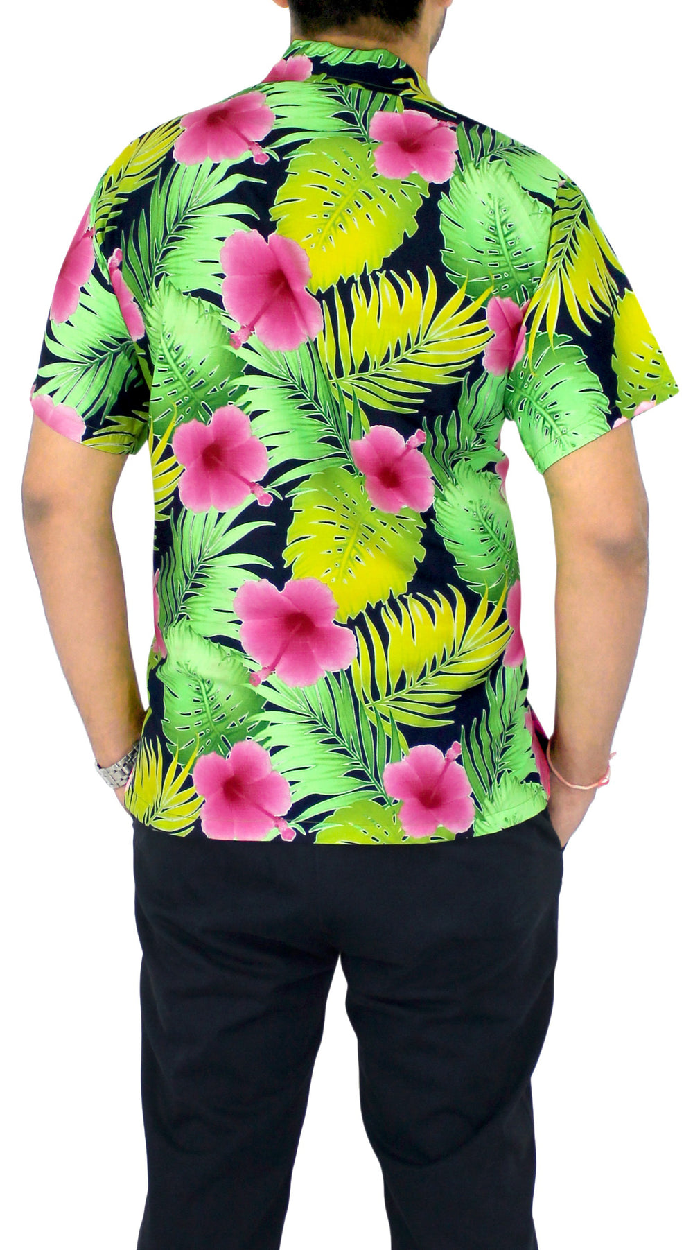 LA LEELA Men's Hawaiian Shirt Casual Button Down - Tropical Beach Party Summer Cruise Vacation Aloha Shirt S Green P00241