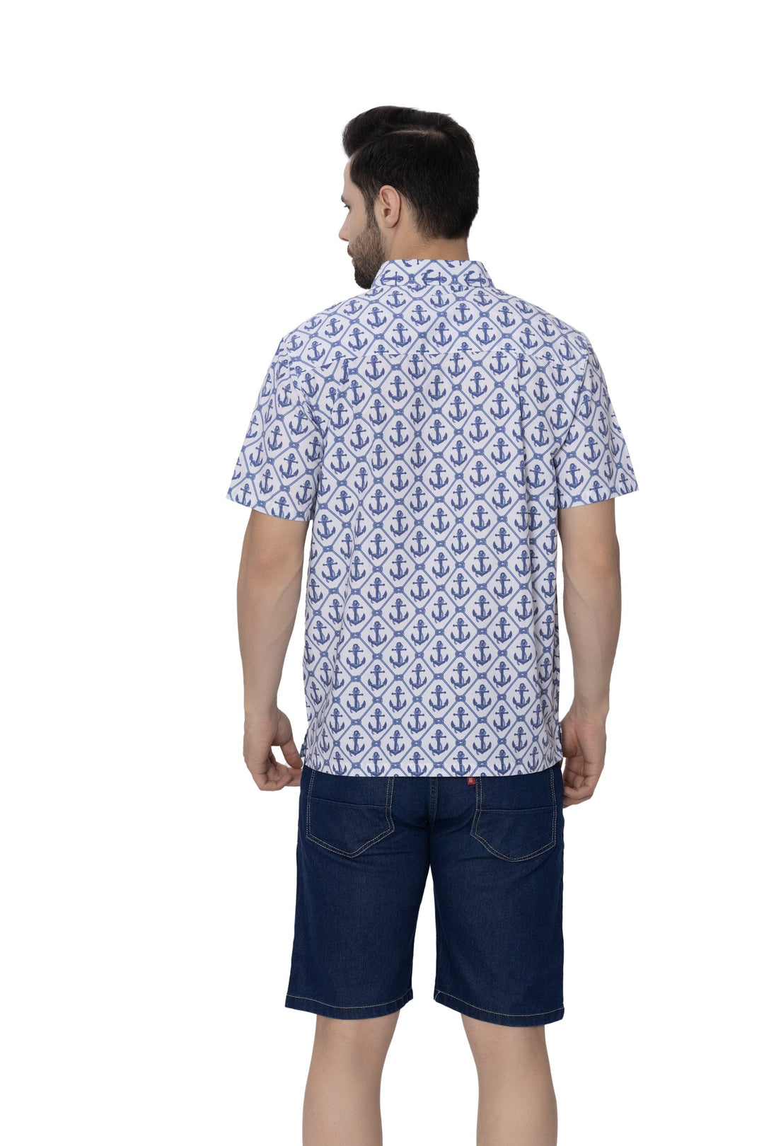 Sail Into Style White Anchor-Printed Wood Pulp Blend Men&