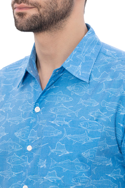 HAPPY BAY Men's Rayon Hawaiian Shirts White Dolphin P00346