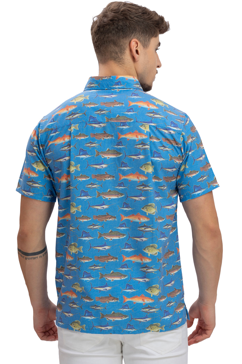 HAPPY BAY Men's Tropical Hawaiian Shirt Short Sleeve - Casual Beach Cruise Summer Party Button Down Shirt M Blue P00354