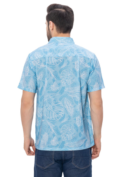 HAPPY BAY Mens Hawaiian Shirts White Hibiscus Leaf P00360