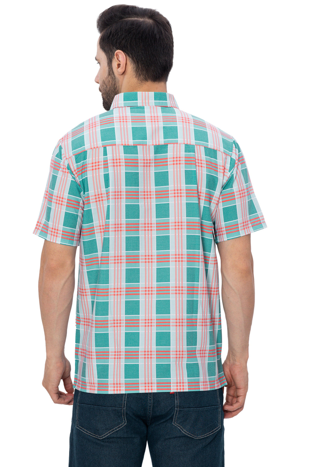 LA LEELA Men's Casual Summer Shirt Button Down - Short Sleeve Beach Classic Fit Camp Collar Resort Shirt M Teal P00371