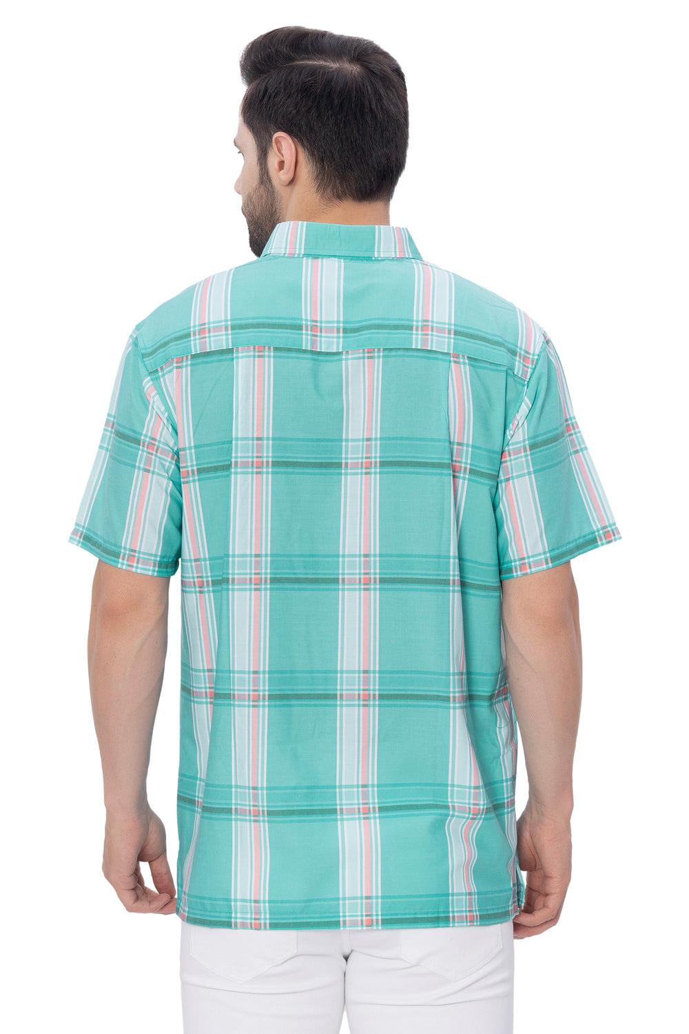 LA LEELA Men's Casual Button Down Shirt Short Sleeve - Summer Beach Classic Fit Camp Shirt Resort Wear M Teal P00373
