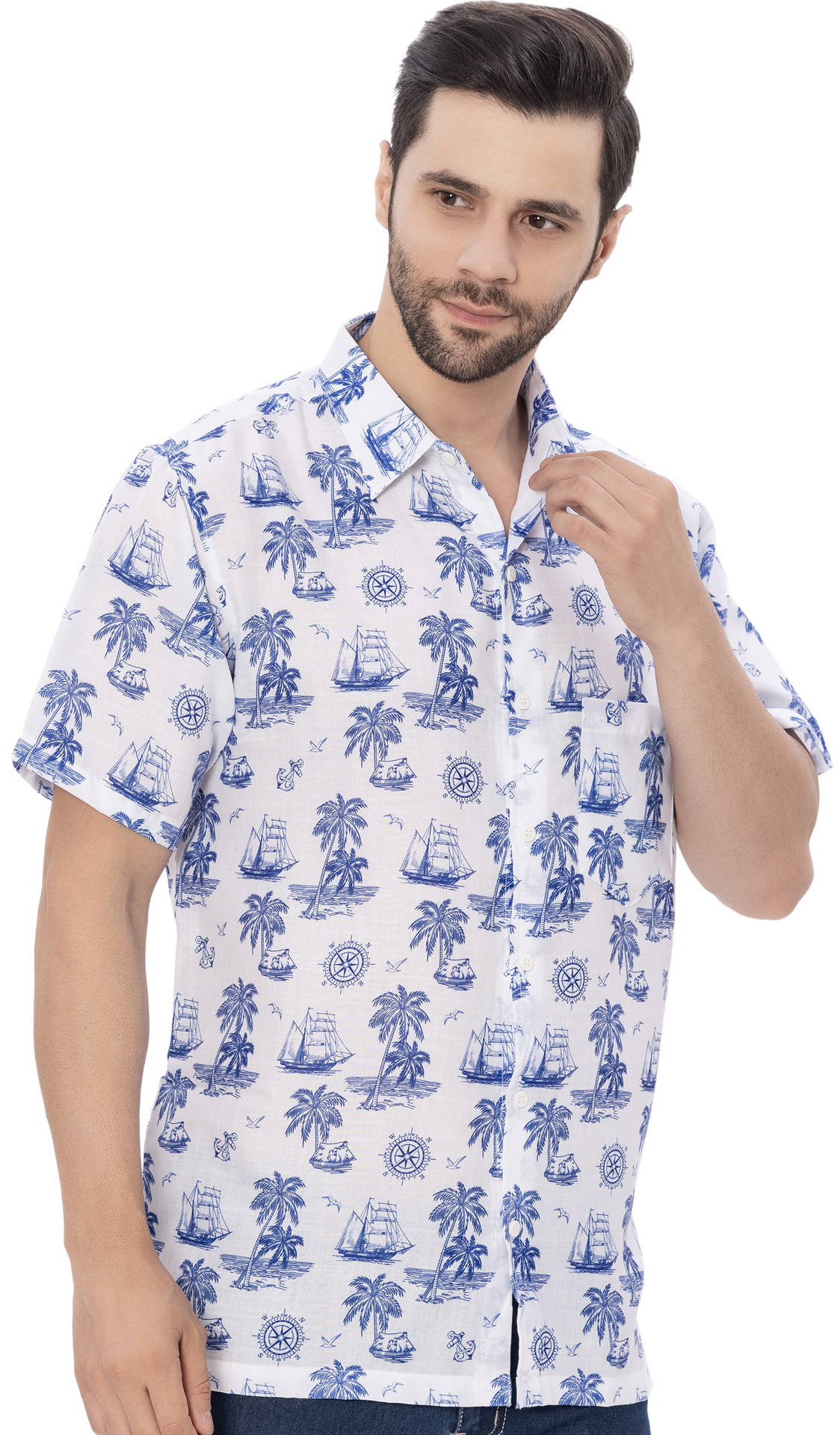 Men's Linen Effect Shirt “ white (P00384)