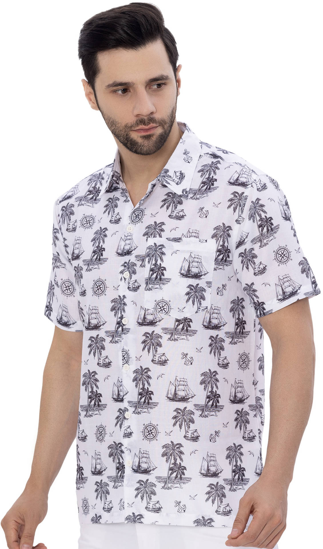 Men's Linen Effect Shirt “ white (P00385)