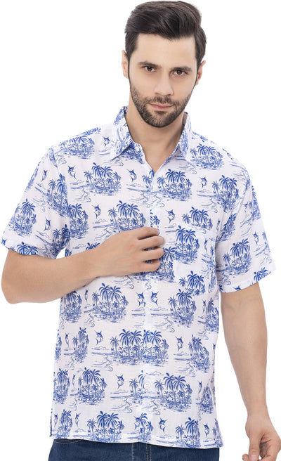 Men's Linen Effect Shirt “ white (P00386)