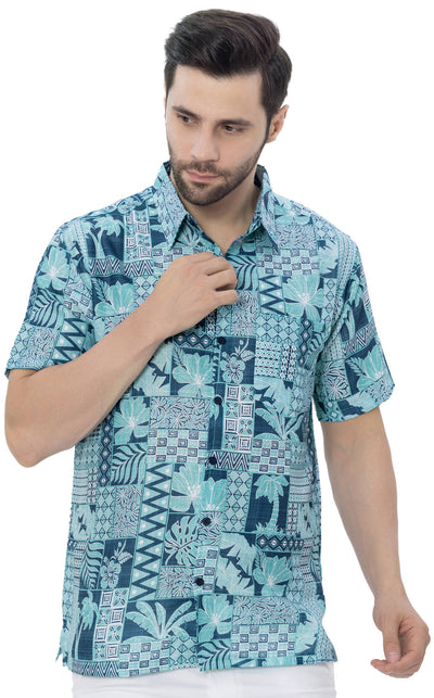 Men's Linen Effect Shirt “ Navy (P00390)