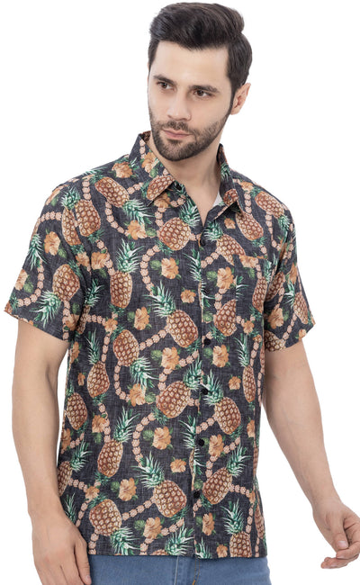 Men's Linen Effect Shirt “ Grey (P00391)