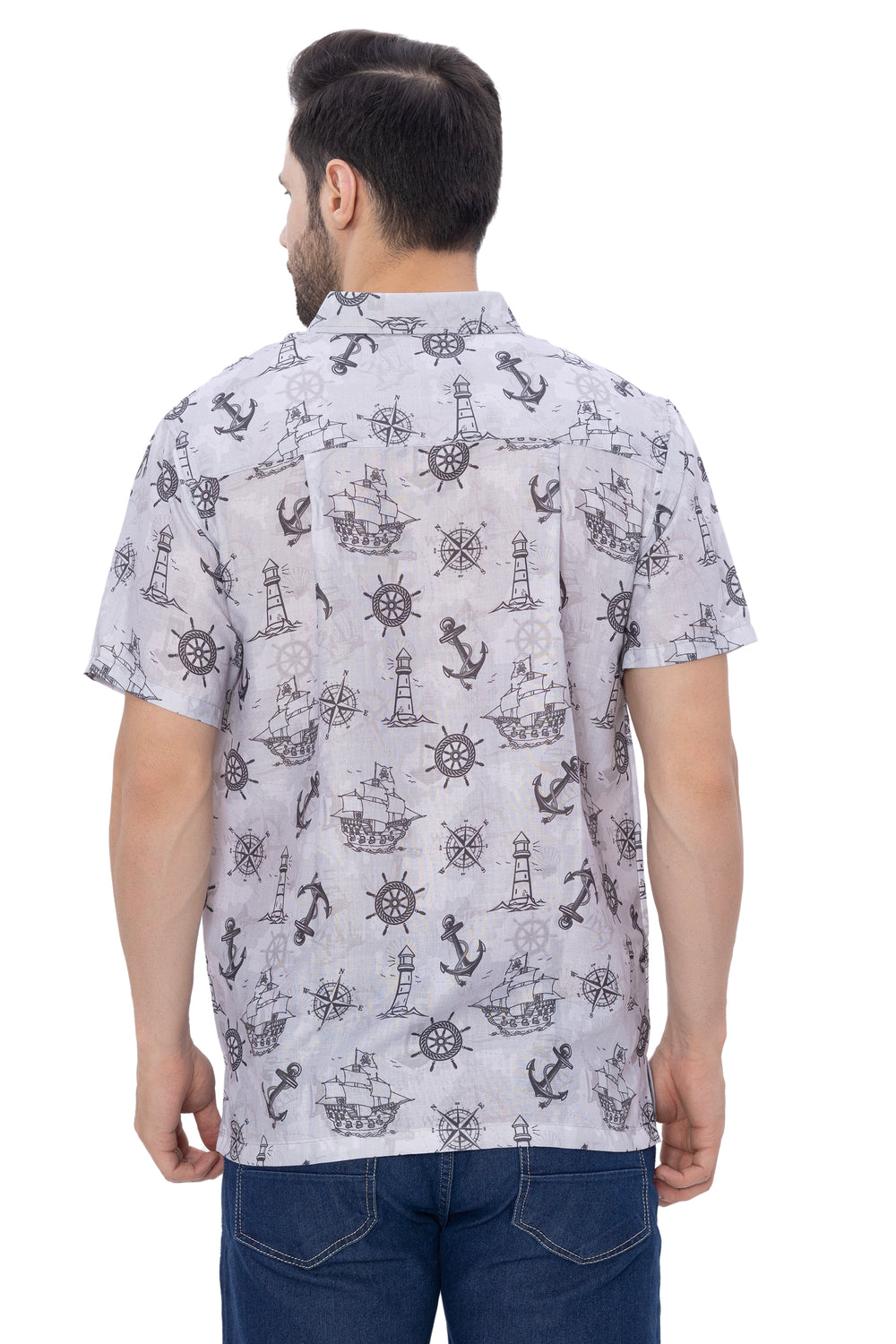 Happy Bay Men's Breathable Linen Short Sleeve Beach Shirt Gray P00392