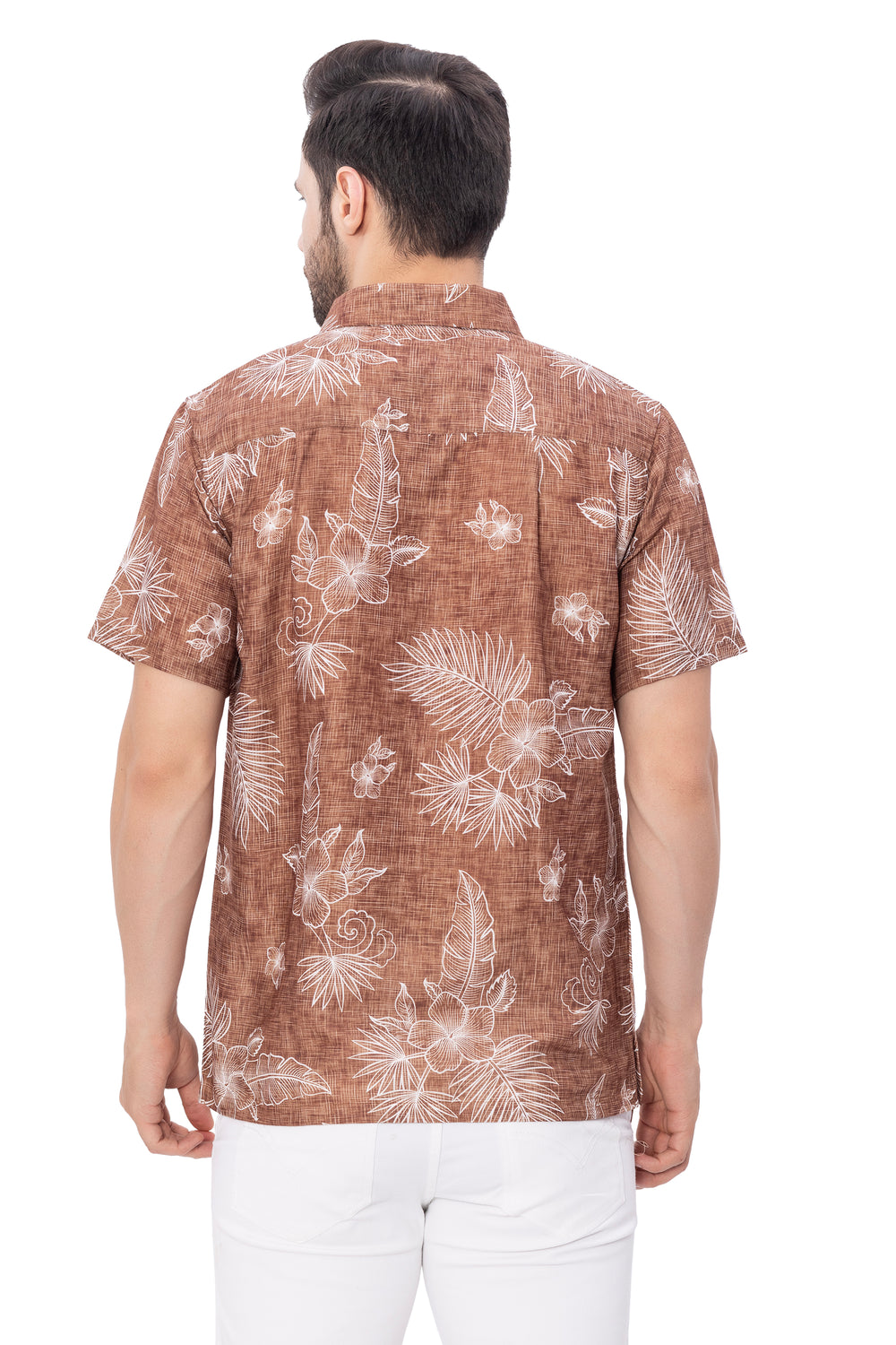 Happy Bay Men's Linen Blend Short Sleeve Beach Button Up Shirt Brown P00395