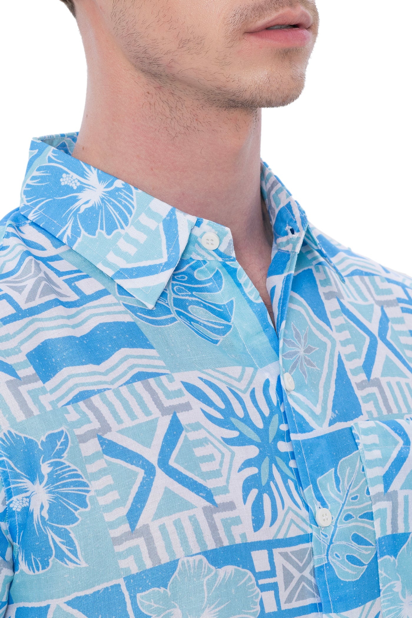 HAPPY BAY Mens Hawaiian Shirts Blue Tropical P00399