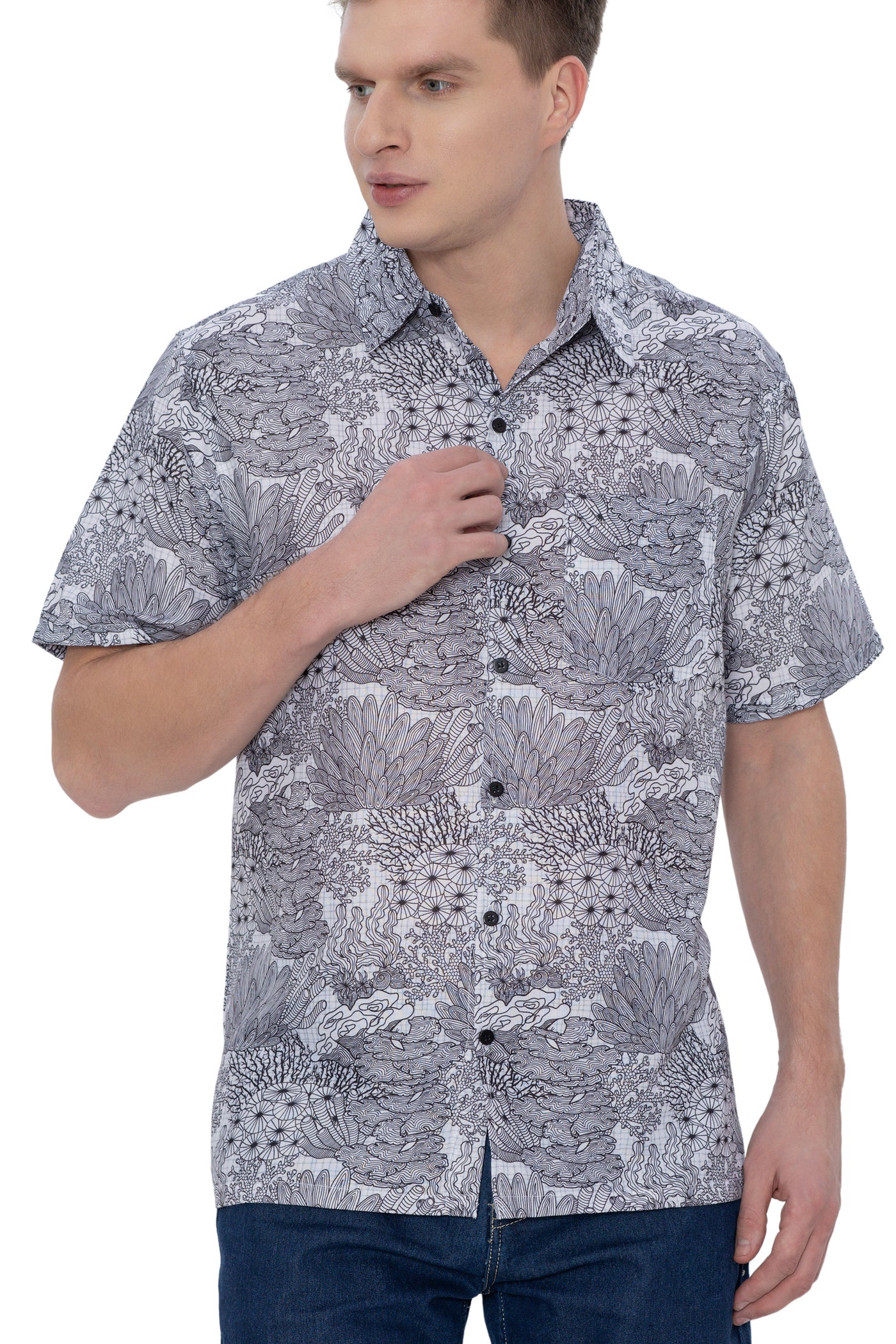 Coral Coast Linen Effect Mens Soft Breathable Hawaiian Shirt White P00407