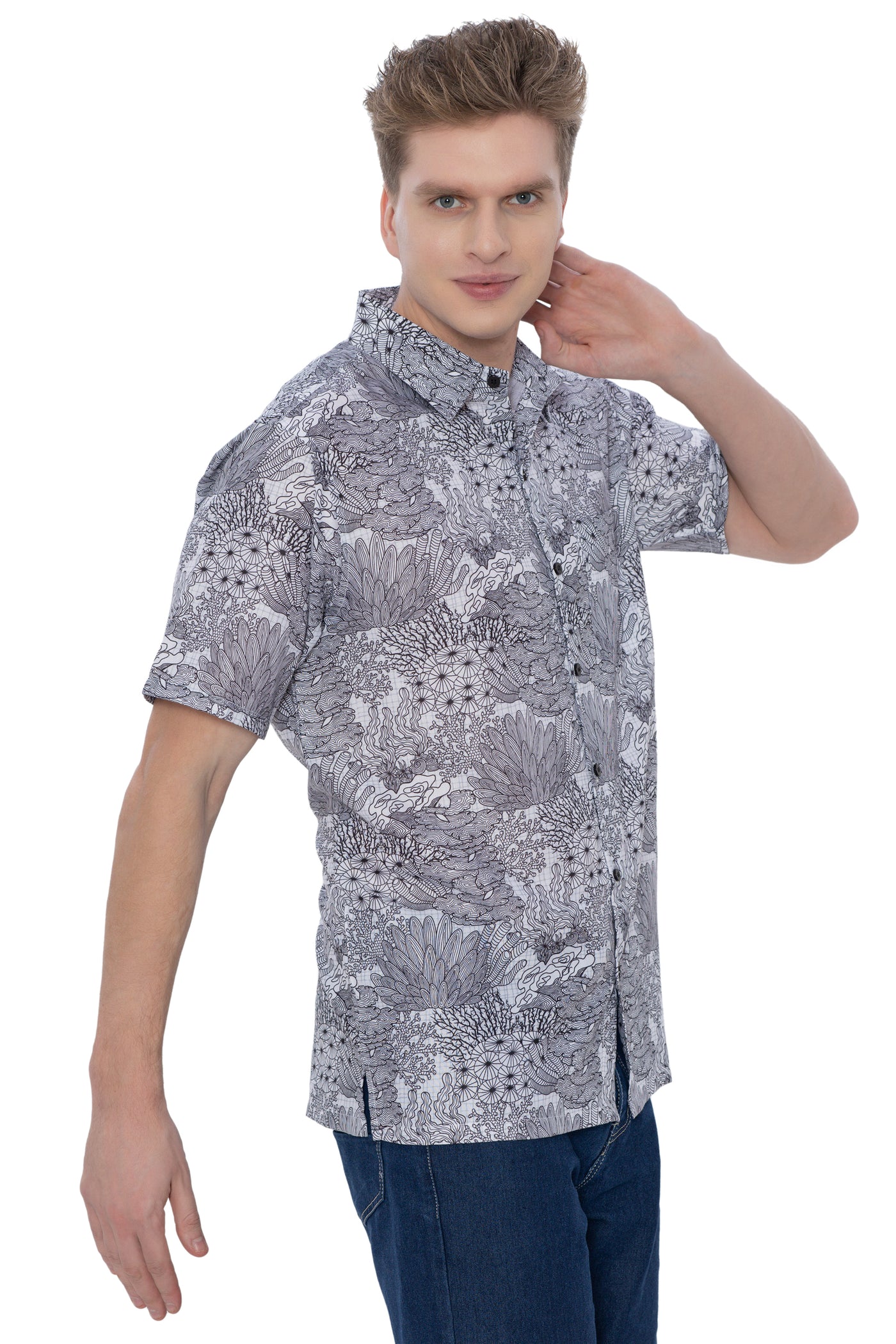 Coral Coast Linen Effect Mens Soft Breathable Hawaiian Shirt White P00407