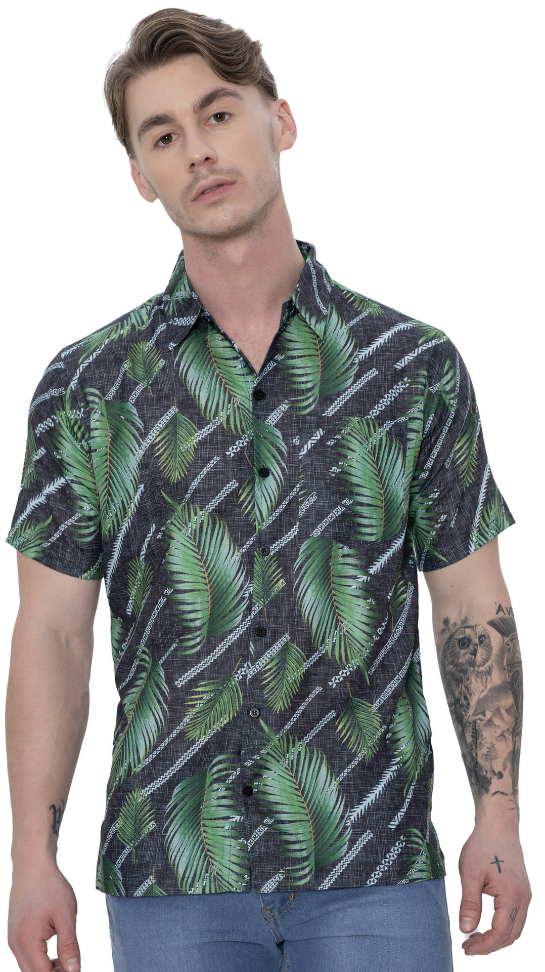 Men's Linen Effect Shirt “ white (P00409)