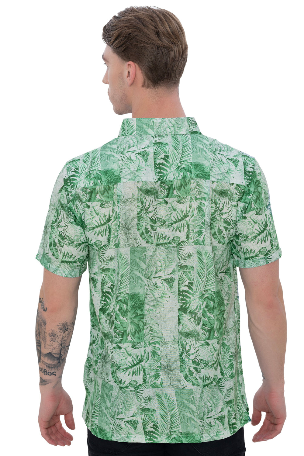 Happy Bay Men's Classic Fit Holiday Short Sleeve Camp Collar Shirt Green P00410