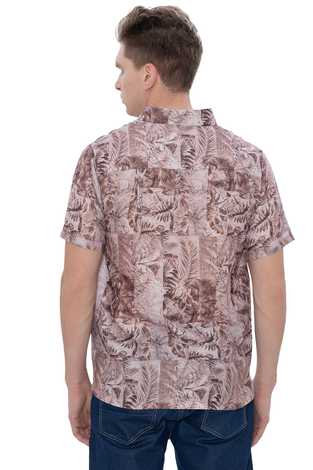 Happy Bay Men's Regular Fit Resort Half Sleeve Button Down Shirt Brown P00414