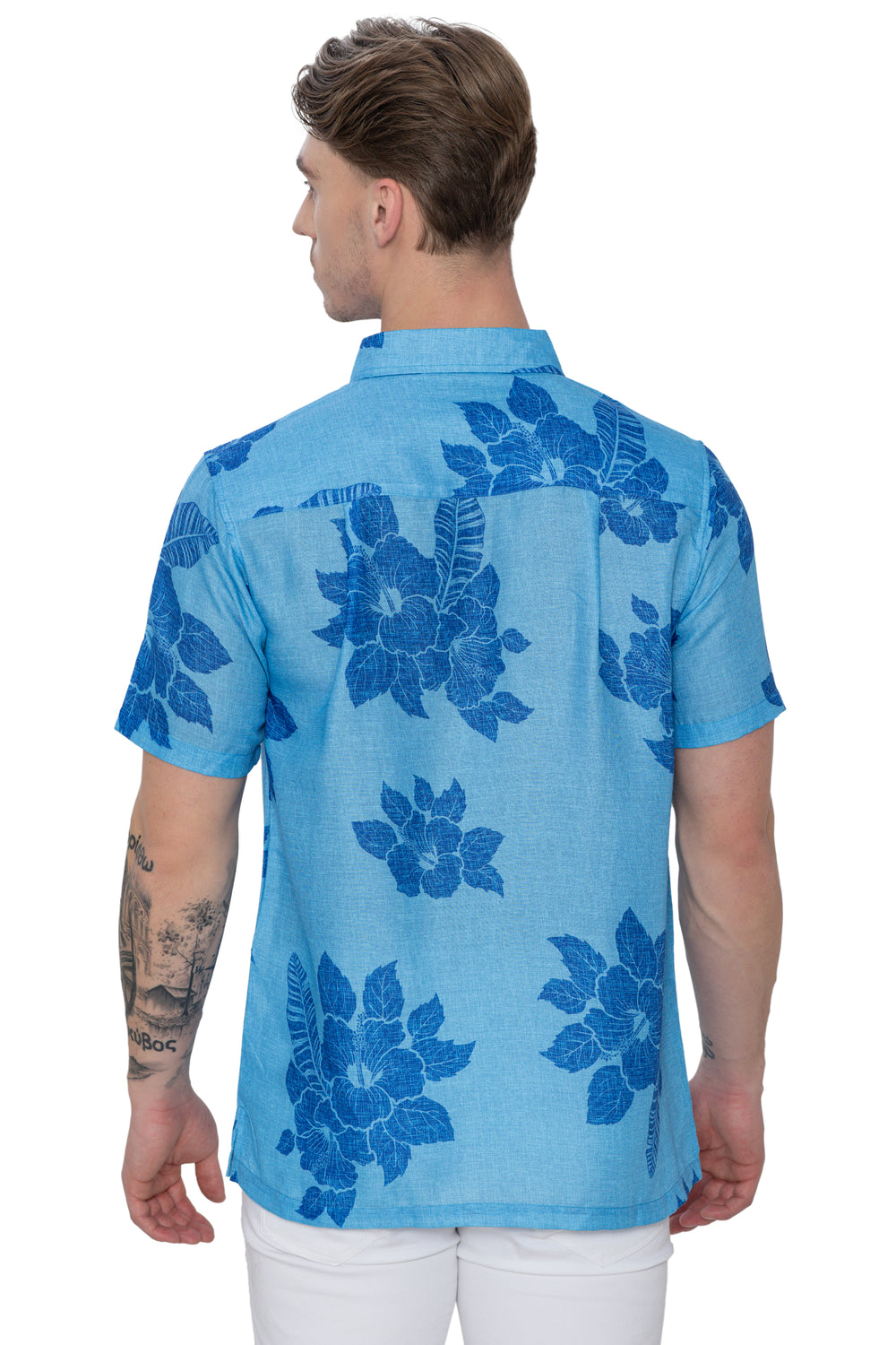 Happy Bay Men's Linen Blend Summer Button Down Shirt Short Sleeve light-blue P00423