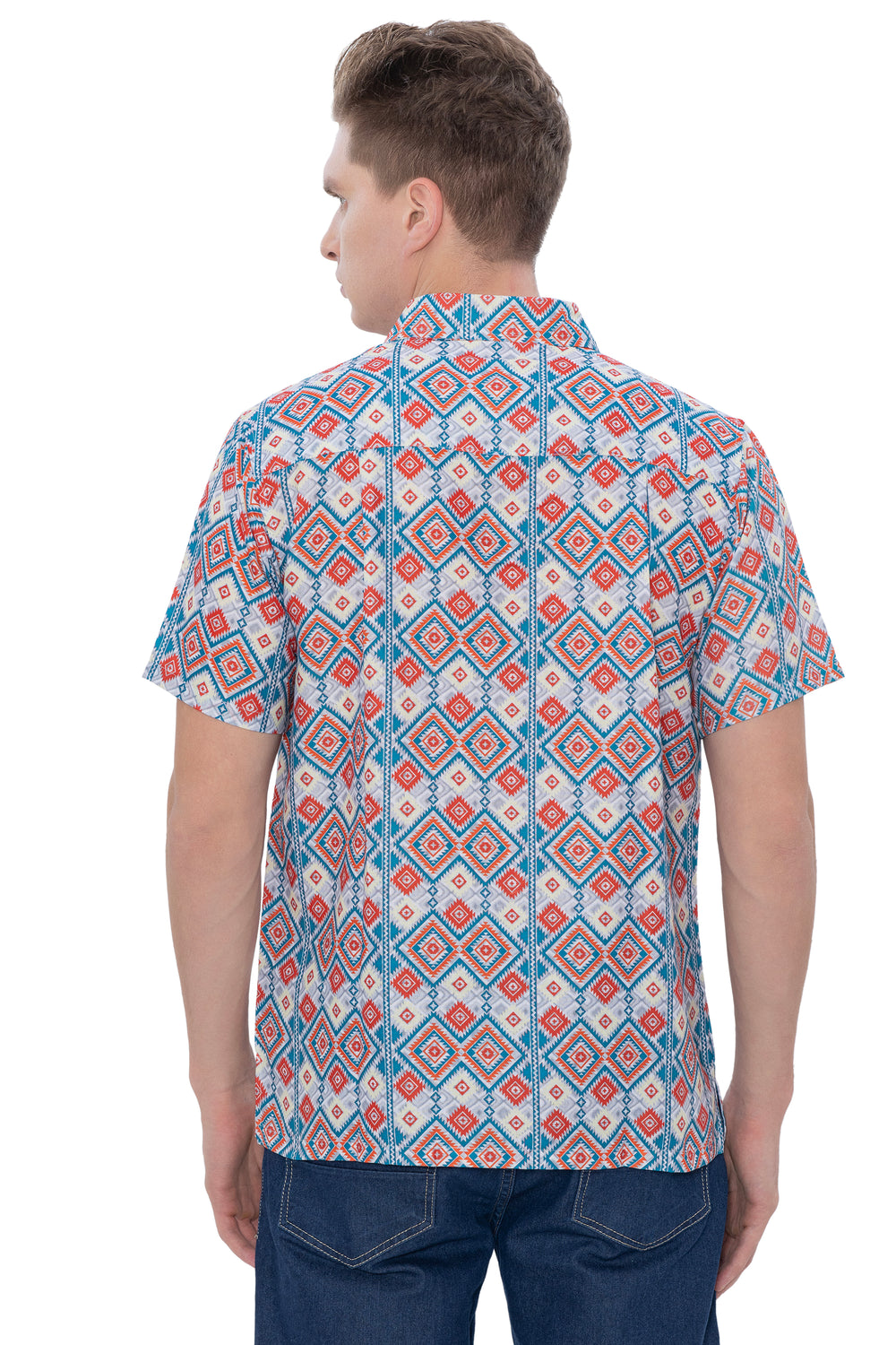 Happy Bay Men's Cotton Linen Party Beach Shirt Half Sleeve Red P00431