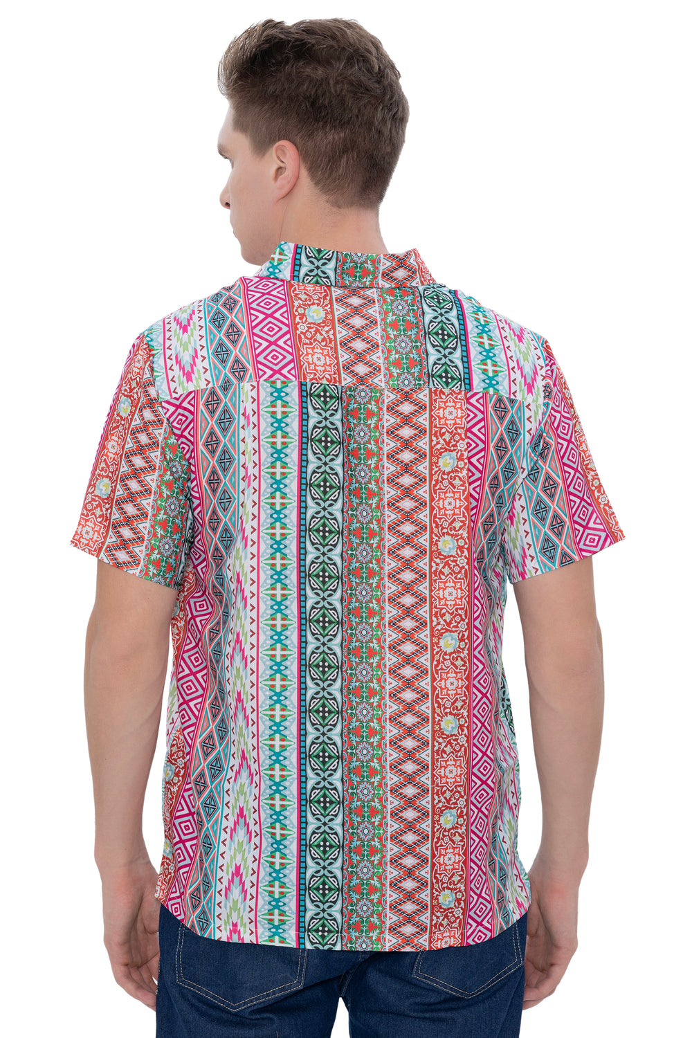 Happy Bay Men's Soft Linen Short Sleeve Party Button Up Shirt light-pink P00432