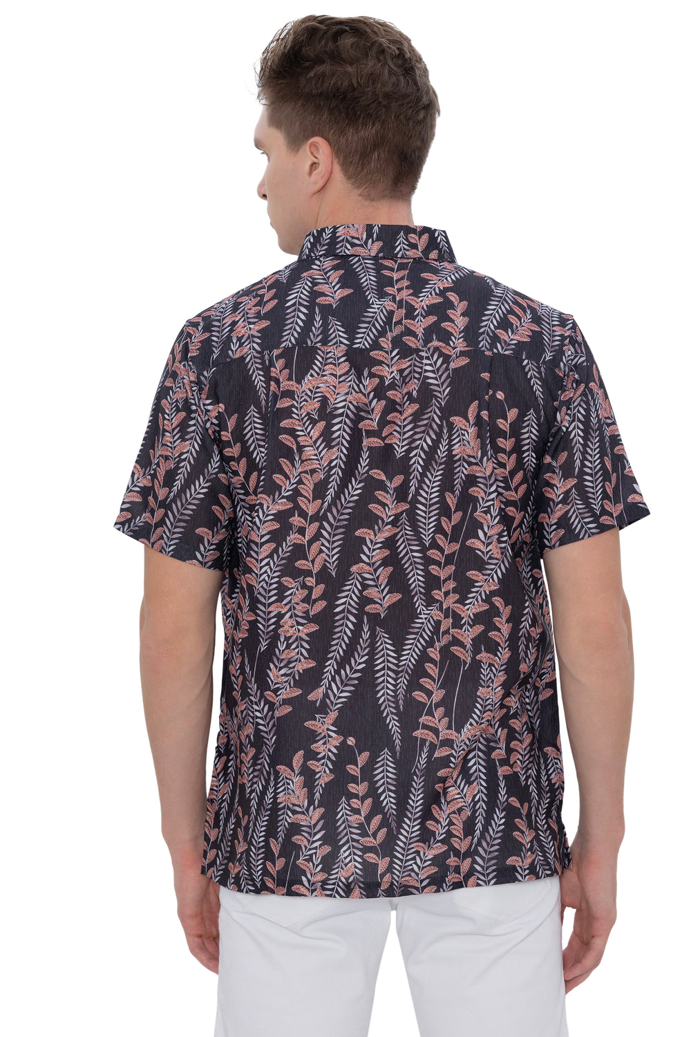 Happy Bay Men's Linen Blend Cruise Camp Collar Shirt Short Sleeve Black P00434
