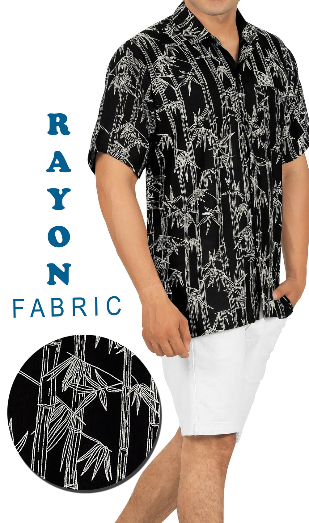 LA LEELA Men's Hawaiian Shirt Casual Button Down - Tropical Beach Party Summer Cruise Vacation Aloha Shirt M Black P00442