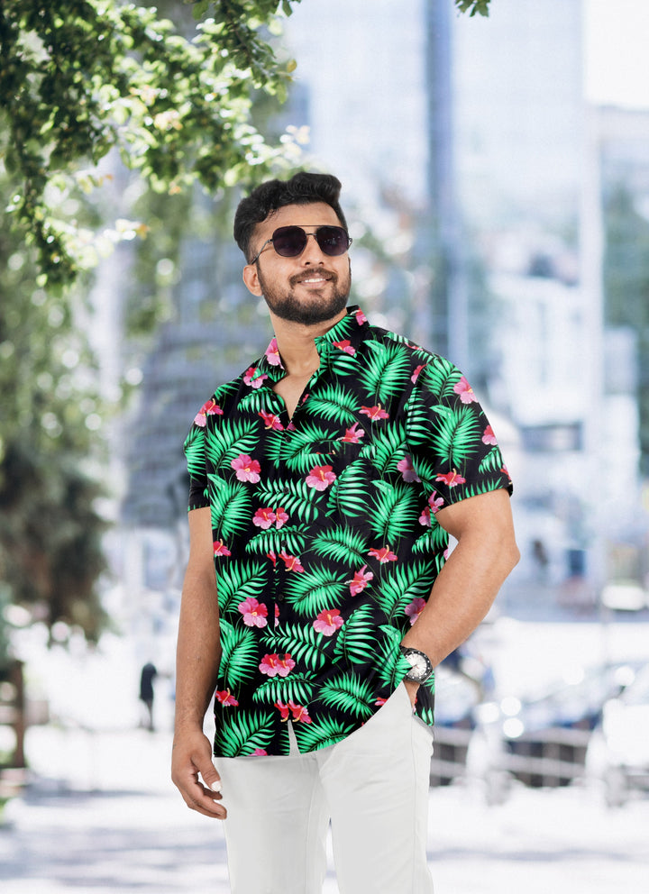 HAPPY BAY Mens Hawaiian Shirts Large Colorful Floral P00474