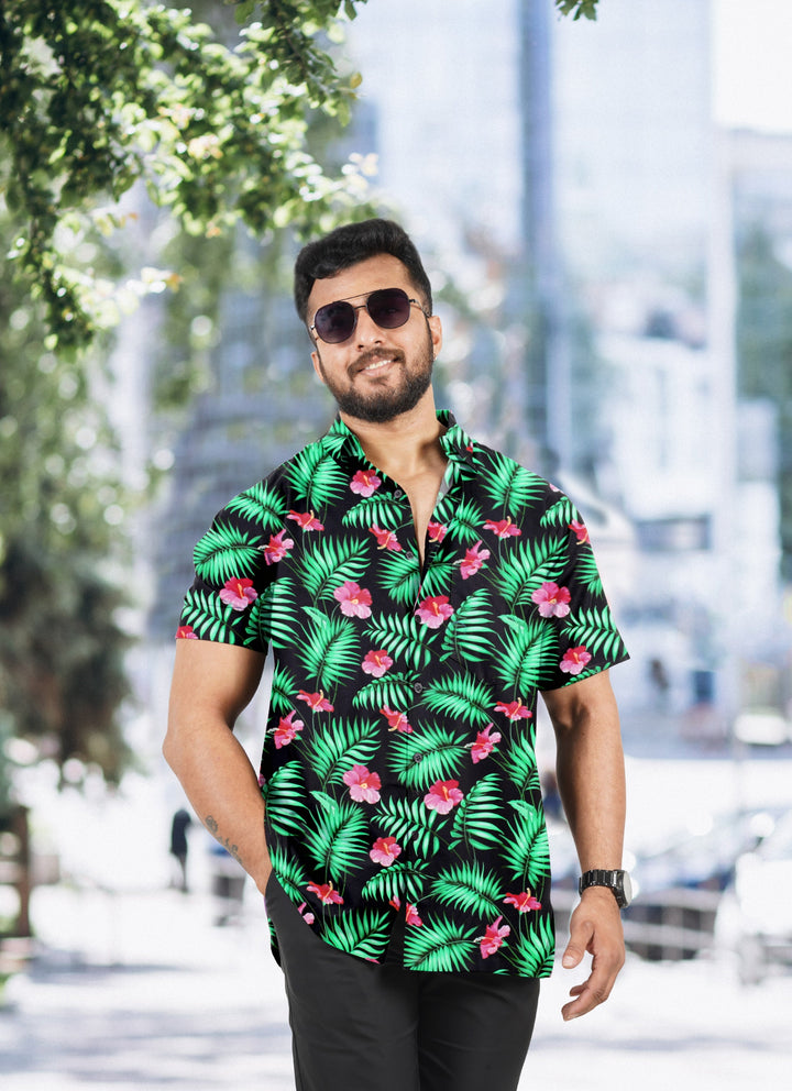 HAPPY BAY Mens Hawaiian Shirts Large Colorful Floral P00474