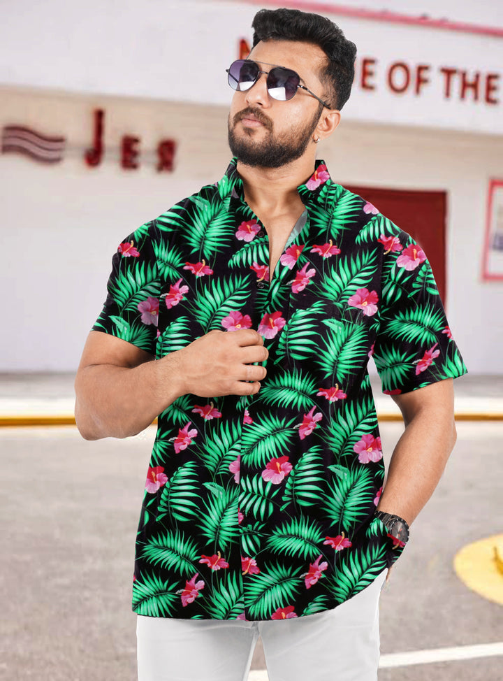 HAPPY BAY Mens Hawaiian Shirts Large Colorful Floral P00474