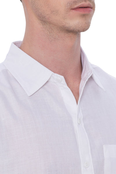 HAPPY BAY Mens Hawaiian Shirts Plain White P00487