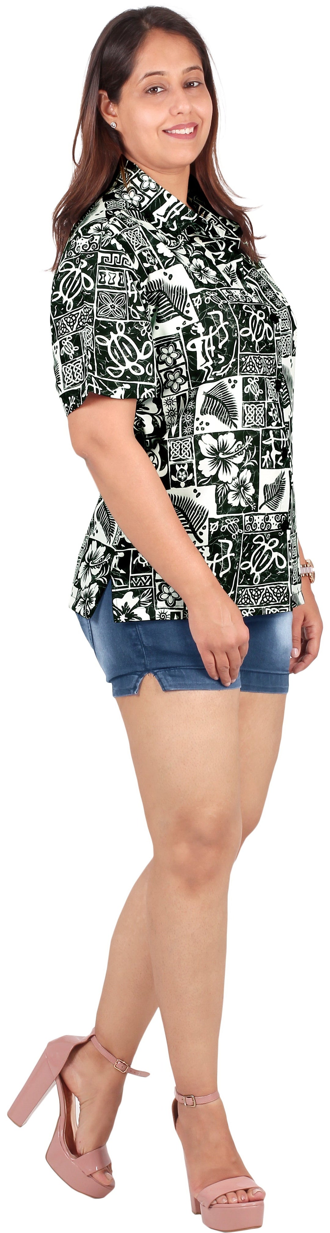 HAPPY BAY Womens Beach Hawaiian Black Tropical P00595