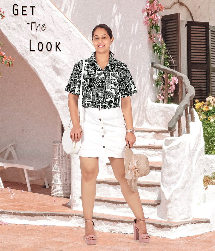 HAPPY BAY Womens Beach Hawaiian Black Tropical P00595
