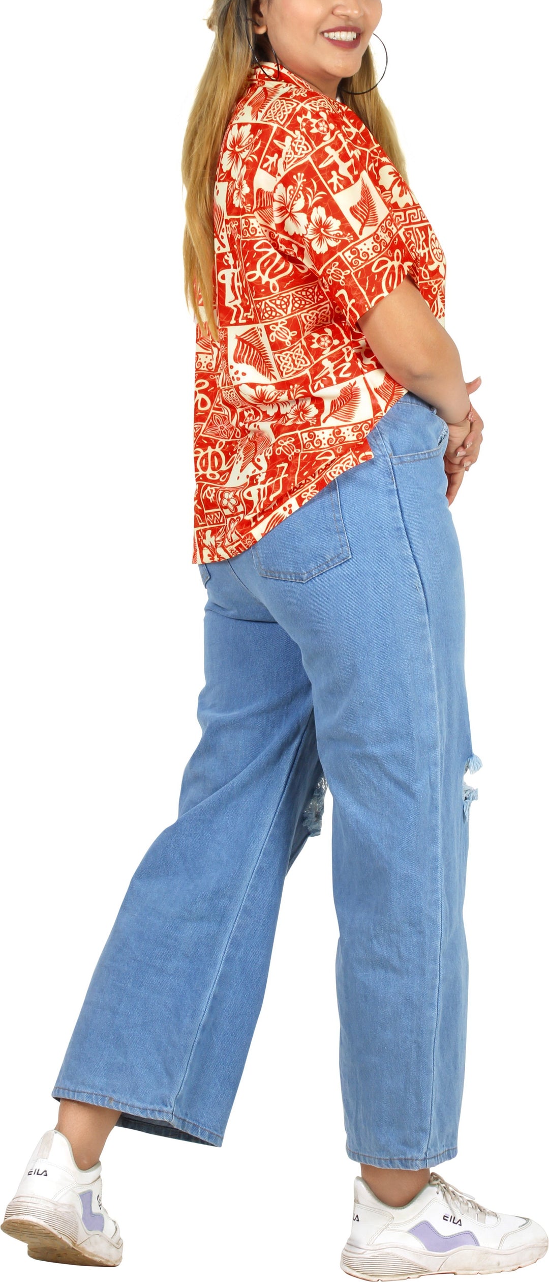 HAPPY BAY Womens Beach Hawaiian Red Tropical P00606