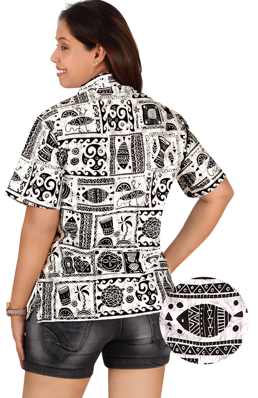 HAPPY BAY Womens Beach Hawaiian Ethnic Black Turtle P00635
